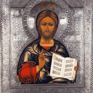 2018 13 Pantokrator so striebornym okladom w