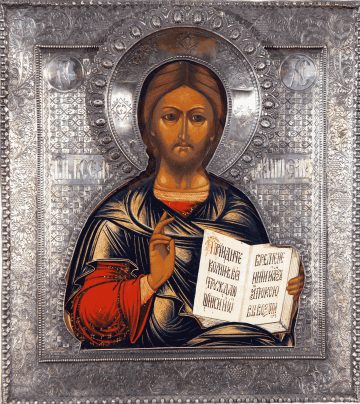 2018 13 Pantokrator so striebornym okladom w